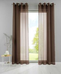 Комплект из 2 штор на люверсах ВхШ 280х140 см, розовая прозрачная штора "Базель" с свинцовой лентой, 20332TR2 Astek, коричневый