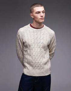 Плотный джемпер Dickies Vanleer с косами, бежевого цвета