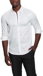 GUESS Мужская рубашка с длинным рукавом из шелкового поплина, Pure White