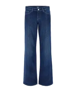 Джинсы прямого кроя с логотипом по всей поверхности Guess, синий