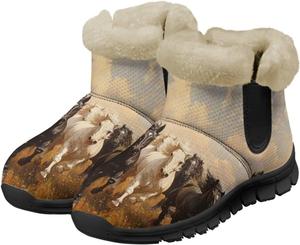 Женские ботильоны и полусапожки Highland Cow зимние теплые пушистые снежные ботинки повседневная обувь босиком размеры 36-41 Pointodoor, Horse Pattern
