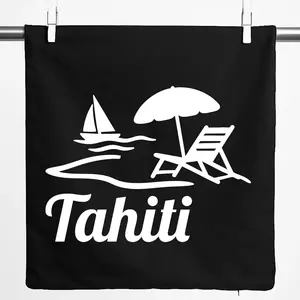 Наволочка Huuraa Мотив острова Таити Французская Полинезия Подарок 40x40см Черный Хлопок Таити Подарок Hellweg Druckerei