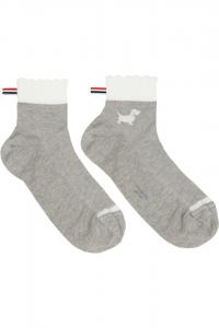 Thom Browne Серые носки с ажурной вышивкой "Гектор"