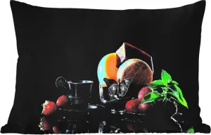 Подушка для улицы - деревенская - фрукты - сыр - стол - натюрморт - 50 x 30 см - водонепроницаемая - подушка для отдыха - подушка для дивана - украшение для гостиной MuchoWow