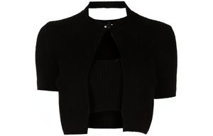 Укороченный вязаный топ с многослойным дизайном Alexander Wang, черный