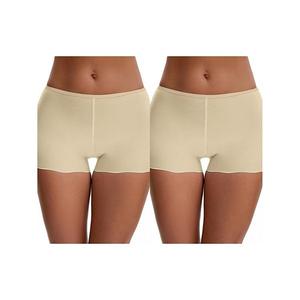 2 пары женских бесшовных слип-шорт из айс шелка с кружевной отделкой под платья Inspire Chic, Beige A