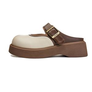 Женские тапочки с противоскользящей резиновой подошвой и закрытым носком POOQ, бежевый