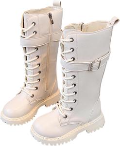 Зимние осенние ботинки 2025 с имитацией кожи, шнуровкой, застежкой-крючком, боковой молнией и противоскользящей подошвой Generic, White