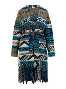 Женский кардиган бирюзового цвета с разноцветными вставками IZIA