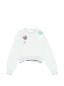 Свитер с цветочной аппликацией Simonetta, зеленый