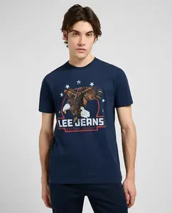 Мужская футболка с рисунком спереди, прямого кроя Lee, темно-синий