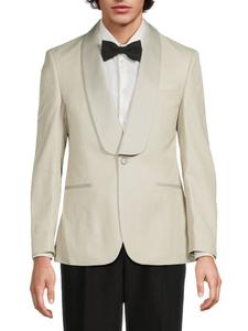 Пиджак-смокинг с металлизированными шалевыми отворотами, строгий крой Karl Lagerfeld Paris, бежевый