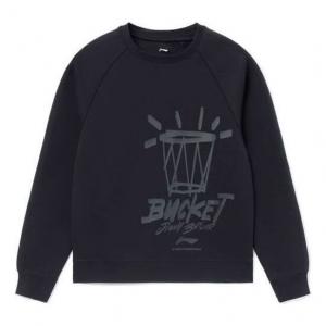 Толстовка спортивные баскетбольные серии алфавитный принт круглый ворот свитер Li-Ning, черный