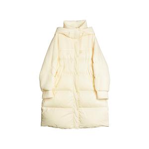 ELLE Пуховик женский Ecru с капюшоном утепленный