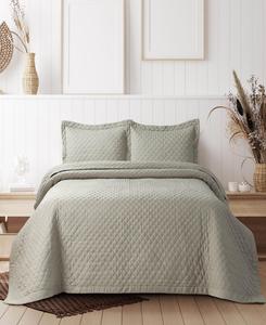 Комплект постельного белья Brisbane Microfiber Solid Oversized Quilt Set, размер Queen Tribeca Living, Open Gray