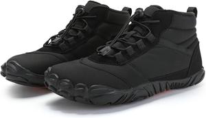 Женские и мужские зимние ботинки для ходьбы с широким носком, обувь для снега, нескользящие теплые спортивные ботинки на меховой подкладке для походов и прогулок на открытом воздухе Generic, черный