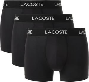 Мужские хлопковые трусы-боксеры Lacoste с принтом «Анимация», 3 шт., Black With Black Waistbands