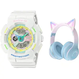 CASIO Часы Women's BABY-G White Watch BA-110TM-7APR, White Dial