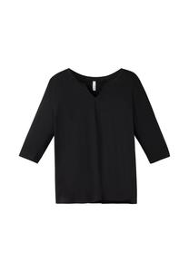 Рубашка с рукавом 3/4 из приятной смеси хлопка и модала. Sheego, черный