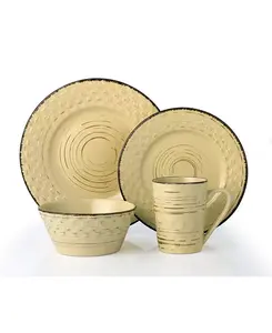 Набор столовых приборов из 16 предметов с состаренным плетением, на 4 персоны Lorren Home Trends, yellow