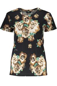 Футболка женская Cavalli Class хлопковая с цветочным принтом, черный