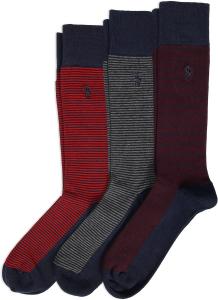 Носки POLO RALPH LAUREN Feeder Stripe Casual Crew Socks - упаковка из 3 пар - легкий, комфортный хлопок, Wine
