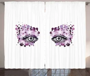 Шторы ABAKUHAUS Wimper Rustic Curtain, Fantasy Angletle Flowers, универсальные ленточные шторы для гостиной с петлями и крючками, 280 x 175 см, цвет: фиолетовый, сиреневый, серый Abakuhaus