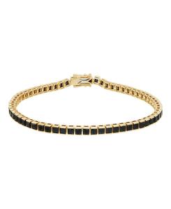 Браслет из оникса (общий вес 12-5/8 карат) в оправе из стерлингового серебра с покрытием из 14-каратного желтого золота Macy's, Black