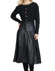 Юбка миди из искусственной кожи черного цвета Stellah, черный