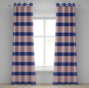 Штора на люверсах ABAKUHAUS USA, американский флаг со звездами и полосами, тема Дня независимости, декоративные двухпанельные шторы, 280 см x 175 см, цвет: фиолетовый, синий, белый, рубиновый