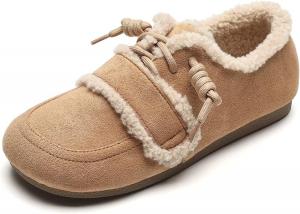 Женские зимние комфортные замшевые короткие мини-сапоги LUXINYU с амортизирующей стелькой из памяти и меховой подкладкой для работы и повседневной носки, Light Brown