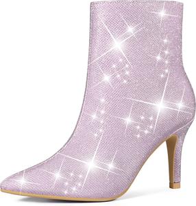Женские ботильоны Allegra K с заостренным носком, боковой молнией, блестками и каблуком-стилетто, Purple