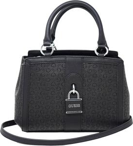 Женская сумка-саквояж GUESS с замком Larsa Lock и тисненым логотипом, черная