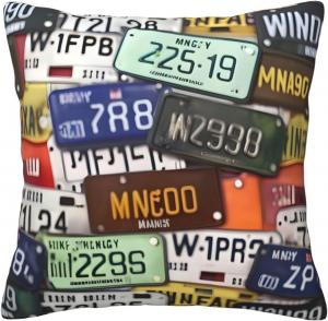 Ogniwo Декоративная подушка Ogniwo с номерным знаком, квадратная наволочка для дивана и кровати License Plate
