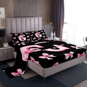 Erosebridal Комплект постельного белья для девочек с розовым бантом и монограммой G, Pink G