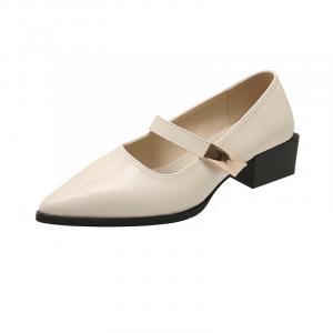 Alxnan Блок каблук Мэри Джейн туфли женские бежевые, цвет Beige