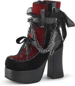 Женские готические ботильоны на платформе с круглым носком, боковой молнией и массивными высокими каблуками, ботинки до щиколотки для женщин Generic, Red