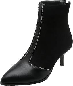Женские элегантные ботильоны VOKLIN с заостренным носком, на невысоком каблуке-шпильке, с боковой молнией, короткие праздничные ботинки, Black-Velvet Lined