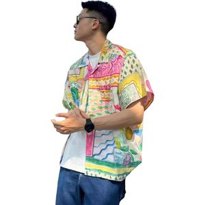 ZIAREL Рубашка Unisex Pink Cuban Collar Moderate Hawaii