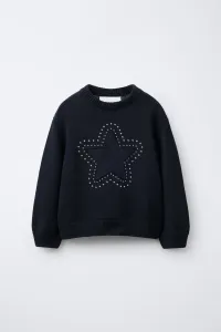 Вязаный джемпер со звездочками Zara, темно-синий