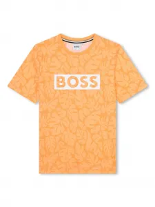 Футболка с принтом Boss Kidswear, оранжевый