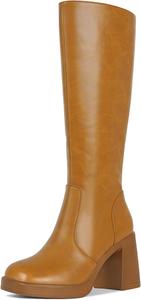 Женские черные кожаные ботинки SOVANYOU на платформе, модные с квадратным носком и массивным каблуком, с боковой молнией