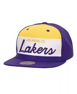 Мужская белая, фиолетовая спортивная кепка Snapback Los Angeles Lakers в стиле ретро с цветными блоками Mitchell & Ness, белый
