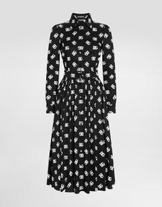 Платье из шармеза миди с принтом dg по всему изделию Dolce & Gabbana, мультиколор