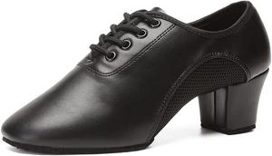 Танцевальные туфли SWDZM для мужчин и женщин для бальных танцев с шнуровкой, современные латинские, для сальсы, для выступлений и репетиций, черный