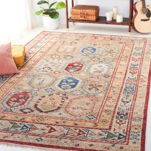 Ковер SAFAVIEH, 183 x 275 см, Samarkand Collection Beige / Red SRK103B ручной работы традиционный восточный премиум шерстяной