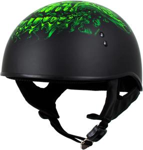 Мотоциклетные полушлемы Hot Leathers Advanced DOT Skull Cap Classic Biker HLD HLT, HLD1030-FLAT-BLACK