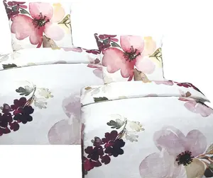 Постельное белье из высококачественного хлопка, цветочный рисунок, белое и розовое, 135х200 см, 80х80 см: 4 предмета. aboutyourhome-shop