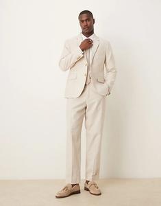 Классический льняной брючный костюм Abercrombie & Fitch кремового цвета