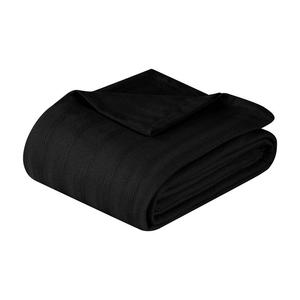 Легкое тканое одеяло в полоску с хлопковой текстурой SUPERIOR Clara, черный